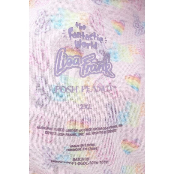 Posh Peanut Lisa Frank Pink Rainbow Pajama Set Short Sleeve Top Pants Size 2XL - Picture 4 of 9